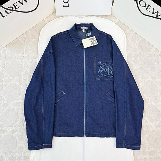 loewe embroidered pocket denim zip jacket